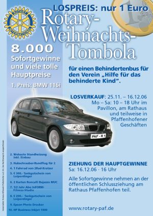 Rotary Pfaffenhofen Tombola Weihnachten 1. Preis Auto Rotary Pfaffenhofen Tombola Weihnachten 1. Preis Auto