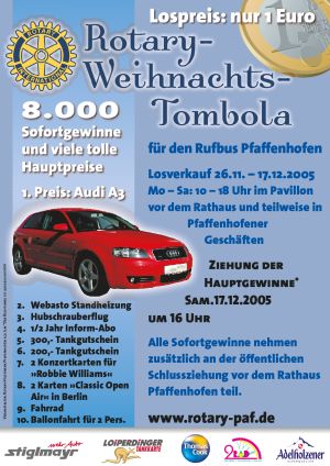 Rotary Pfaffenhofen Tombola Weihnachten 1. Preis Auto Rotary Pfaffenhofen Tombola Weihnachten 1. Preis Auto