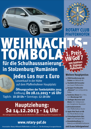 Rotary Pfaffenhofen Tombola Weihnachten 1. Preis Auto